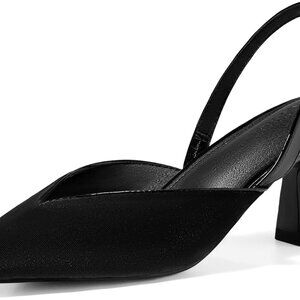 Womens Corduroy Kitten Heels Slip On Pointed Toe Vintage Pumps Dress Shoes